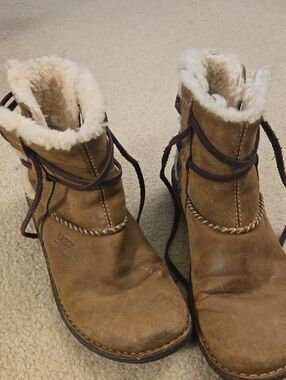 UGG Australia Tan Suede Shearling Ankle Boots